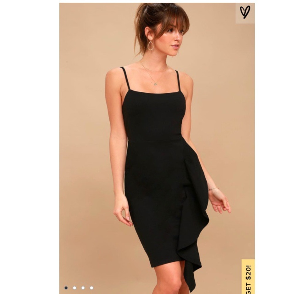 Adelaide Black Ruffled Bodycon Dress